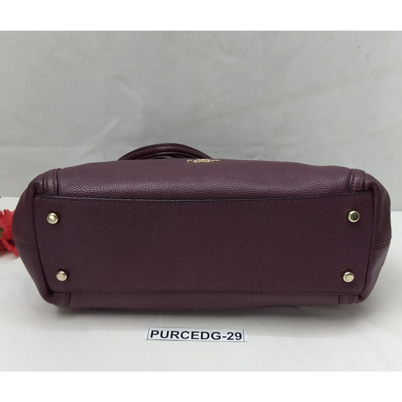 Coach Edie Purple Pebbled Leather Turnlock Chain Strap Shoulder Bag - Picture 8 of 16